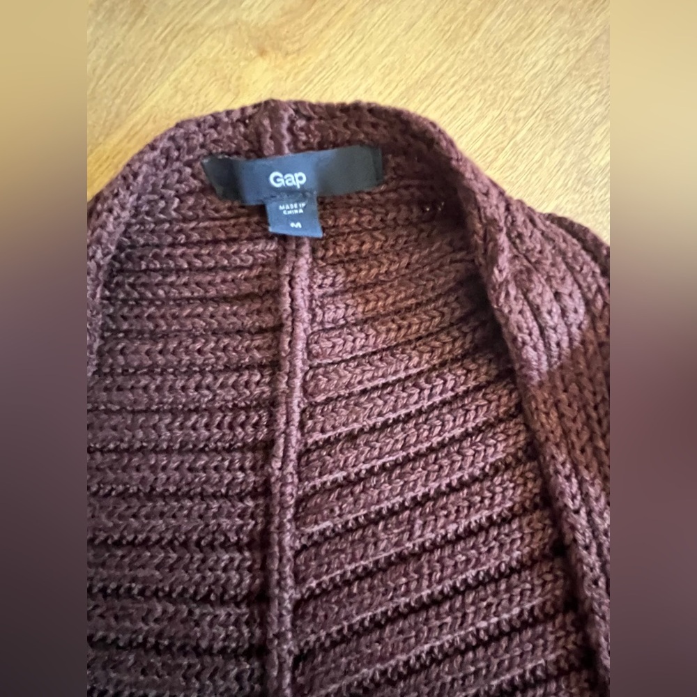 GAP Maroon Open-Front Ribbed Cardigan | Size M - Picture 3 of 9